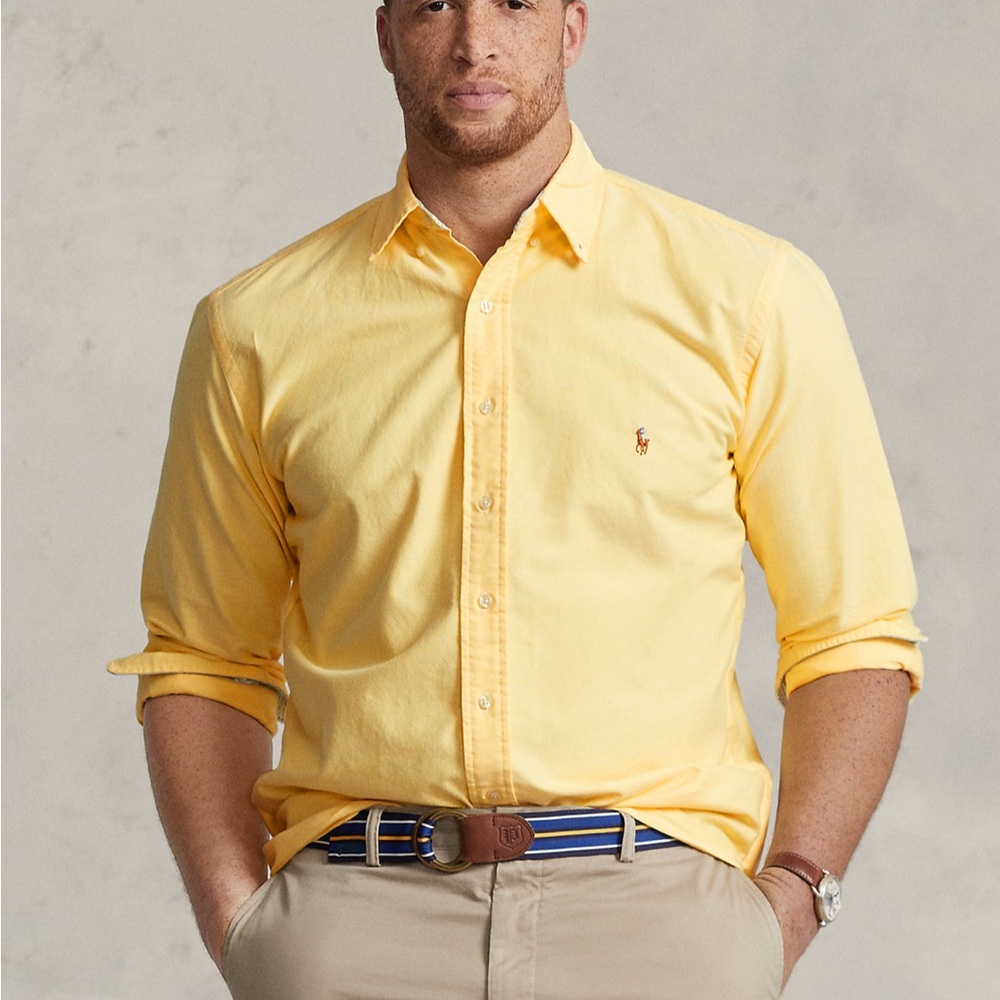 Polo Ralph Lauren Men's Light Yellow Button Down Oxford Shirt L Classic Fit